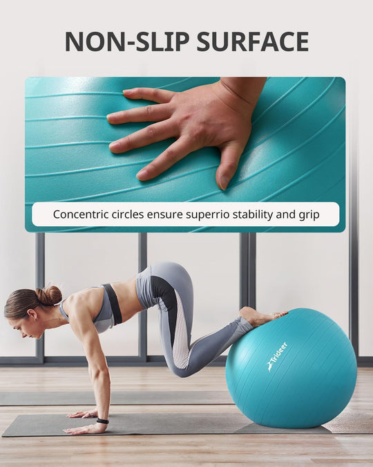 Trideer Exercise Ball for Therapy, Pregnancy &amp; Fitness - Non-Slip, Safe Design, Quick Pump Included, 5 Sizes - Dreamchaser Headquarters