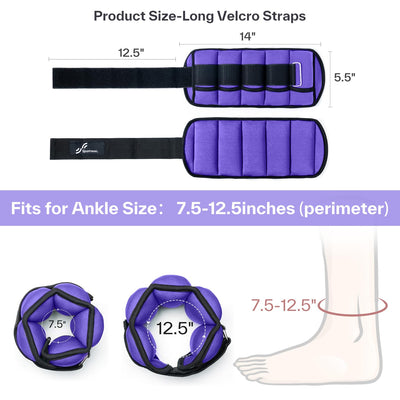 Sportneer Adjustable Weighted Ankle Weights Set 1 Pair 2 4 6 8 10 Lbs Leg Weight Straps for Women Men for Gym,Fitness, Workout,Walking, Jogging,1-5 lbs for Each Ankle, 1 Pair 2-10 lbs (Black) - Dreamchaser Headquarters