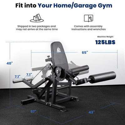 LIONSCOOL Leg Extension and Curl Machine V4.0, 1100lbs Capacity Adjustable Seated Leg Extension, Lying Leg Curl Bench, Cable Operated 2” Plate Loadable Lower Body Exercise Equipment for Home Gym - Dreamchaser Headquarters