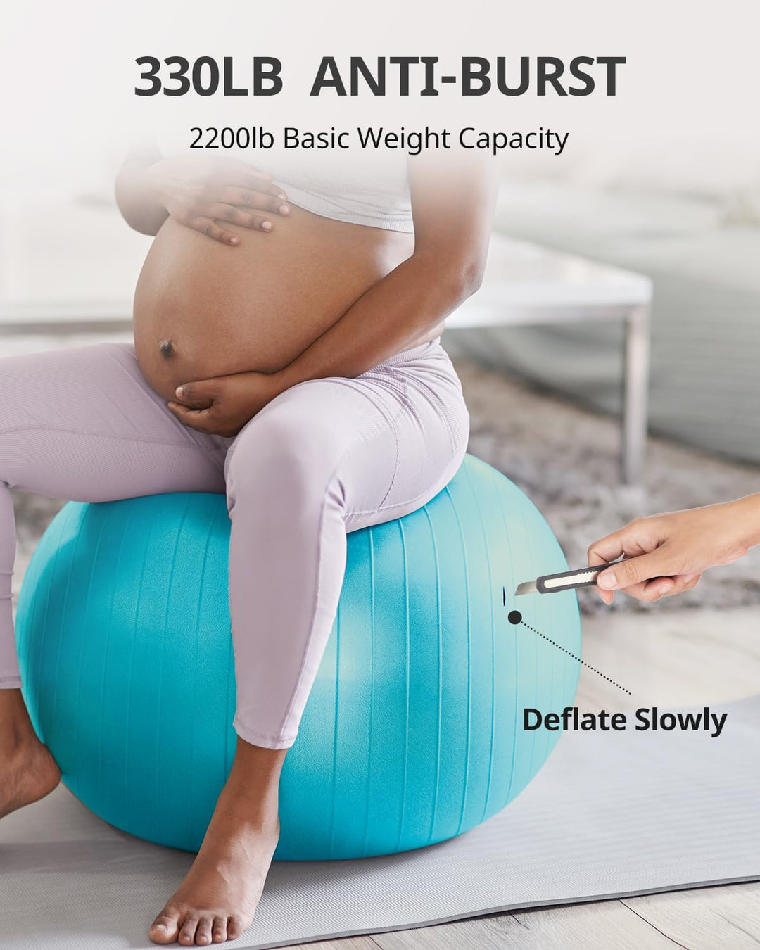 Trideer Exercise Ball for Therapy, Pregnancy &amp; Fitness - Non-Slip, Safe Design, Quick Pump Included, 5 Sizes - Dreamchaser Headquarters