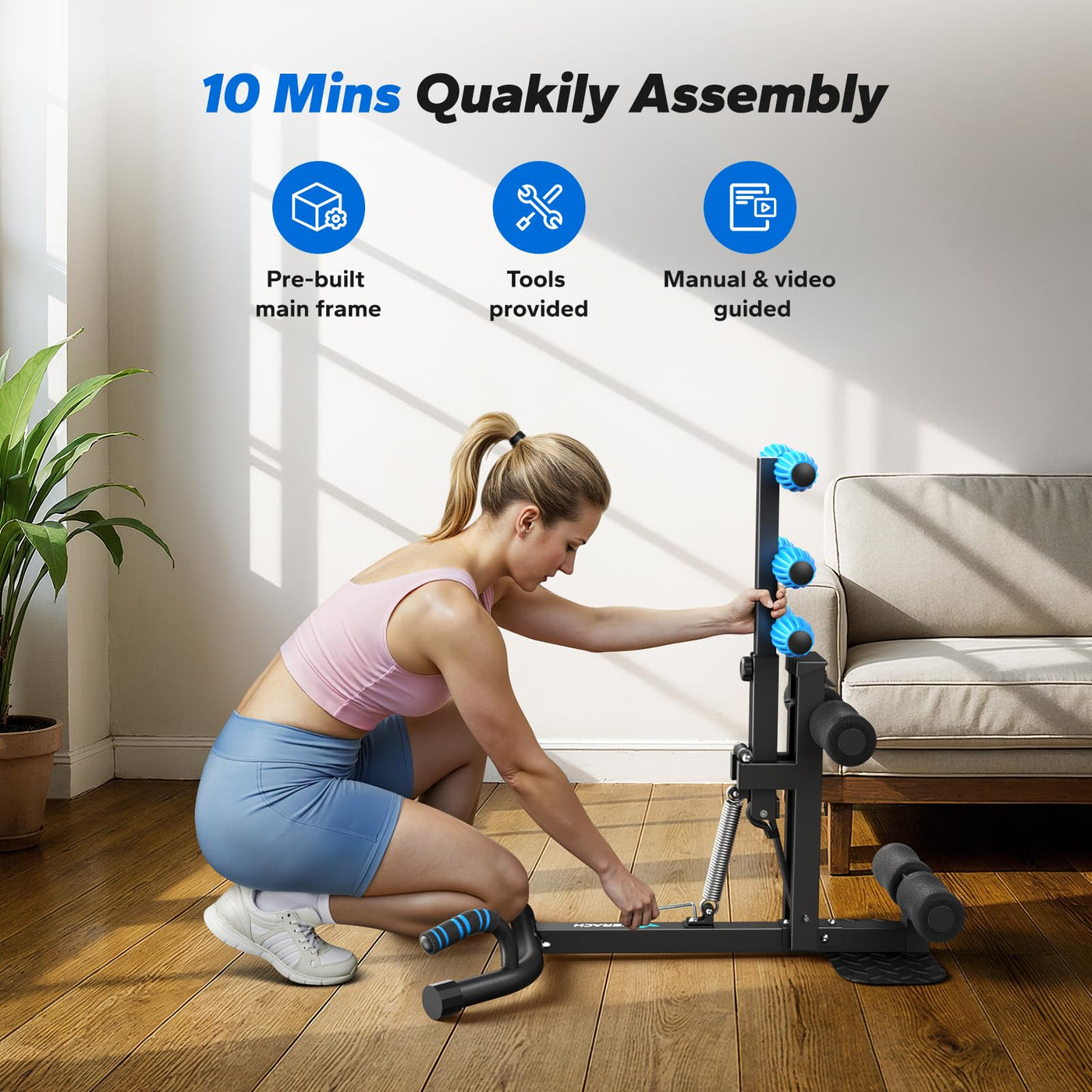 MERACH Deep Squat Machine for Women, Adjustable Glutes Trainer Machine, Core & Leg Exercise, Push Up Workout Equipment at Home Gym(Blue) - Dreamchaser Headquarters