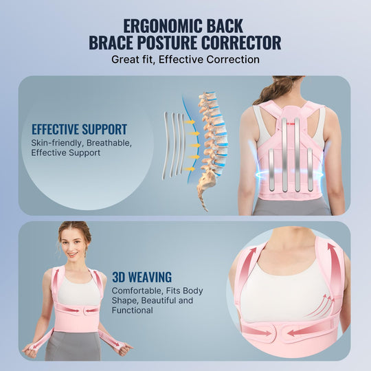 Posture Corrector For Back Pain - Fit Geno Adjustable Back Brace, Full Support &amp; Pain Relief, Breathable Design - Dreamchaser Headquarters