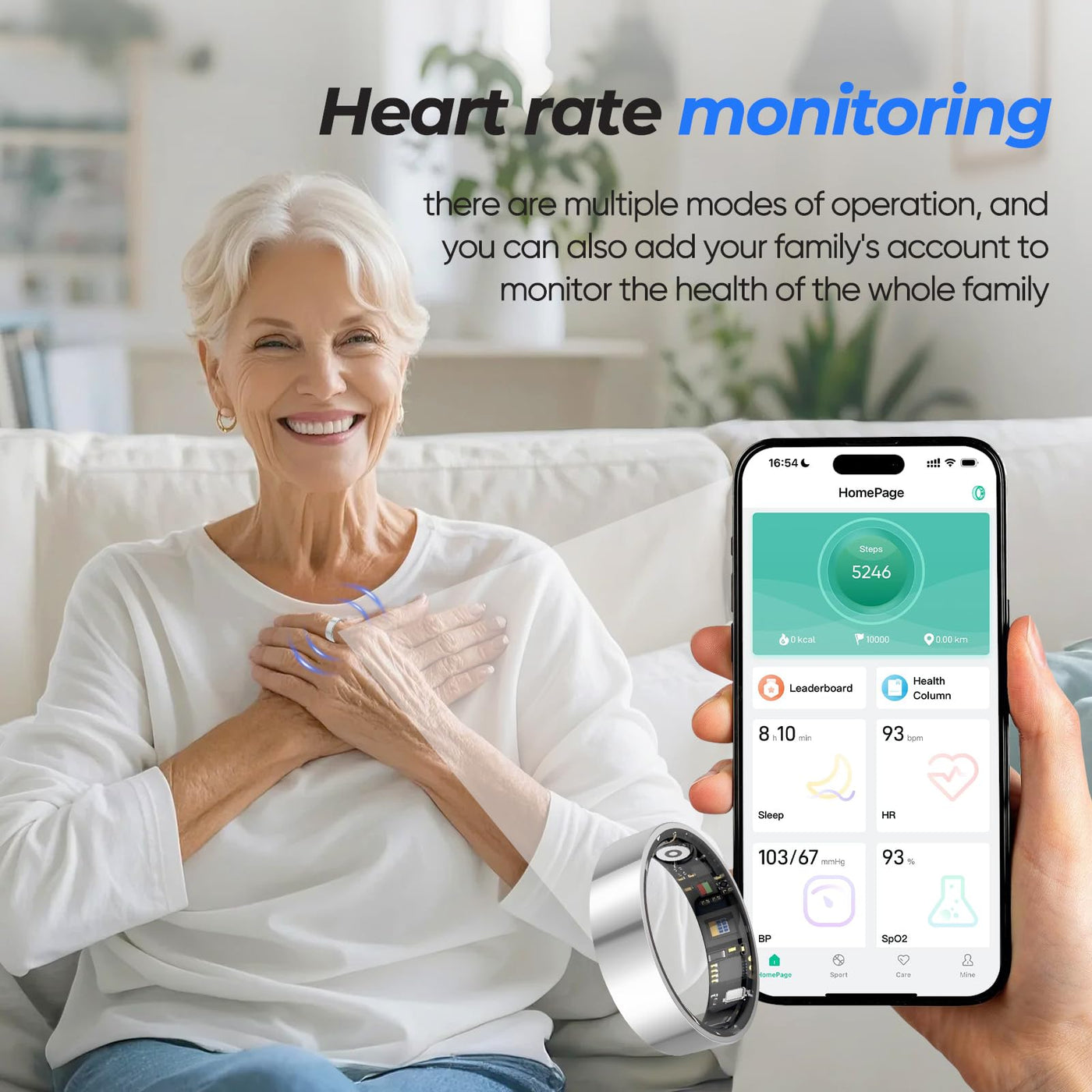 Smart Health Ring for Women & Men Fitness Tracker with Heart Rate, Blood Pressure,Blood Oxygen,Step Counting, Sleep Monitoring,IP68 Waterproof for iPhone and Android, No Subscription Fee (Black, 9) - Dreamchaser Headquarters