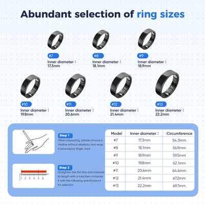 Smart Health Ring for Women & Men Fitness Tracker with Heart Rate, Blood Pressure,Blood Oxygen,Step Counting, Sleep Monitoring,IP68 Waterproof for iPhone and Android, No Subscription Fee (Black, 9) - Dreamchaser Headquarters