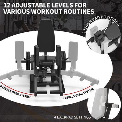 Hip Abductor Machine, Inner and Outer Thigh Machine, Abductor Adductor Machine, Hip Abduction Machine with 6 Levels Gear System & 4-Position Backrest Adjustment, Home Gym Equipment (Red) - Dreamchaser Headquarters