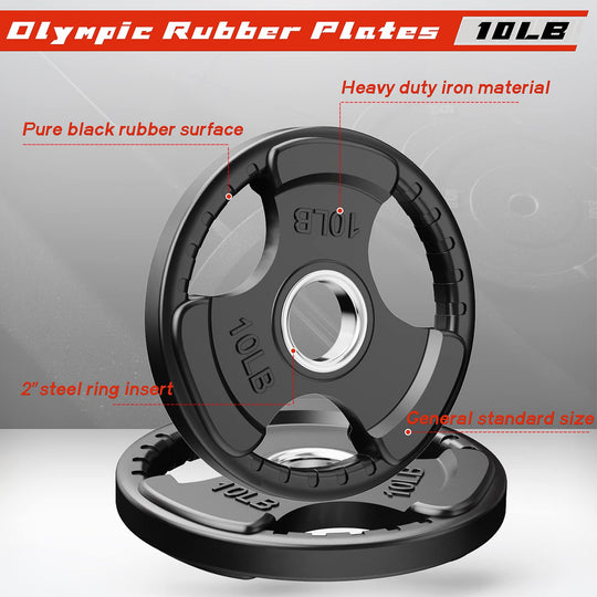 RitFit Rubber Grip Weight Plates – Olympic Plates for Safer, Stronger Barbell Training at Home - Dreamchaser Headquarters