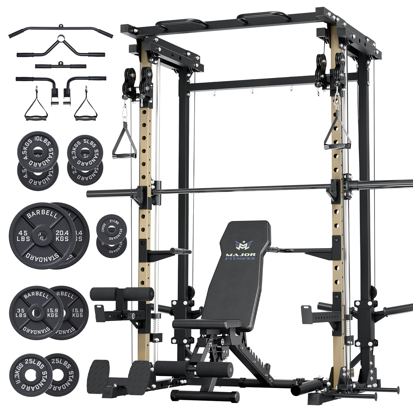 Major Fitness Drone3 Machine – All-in-One Home Gym Squat Rack with Weight Bar, Cable Crossover Machine - Dreamchaser Headquarters