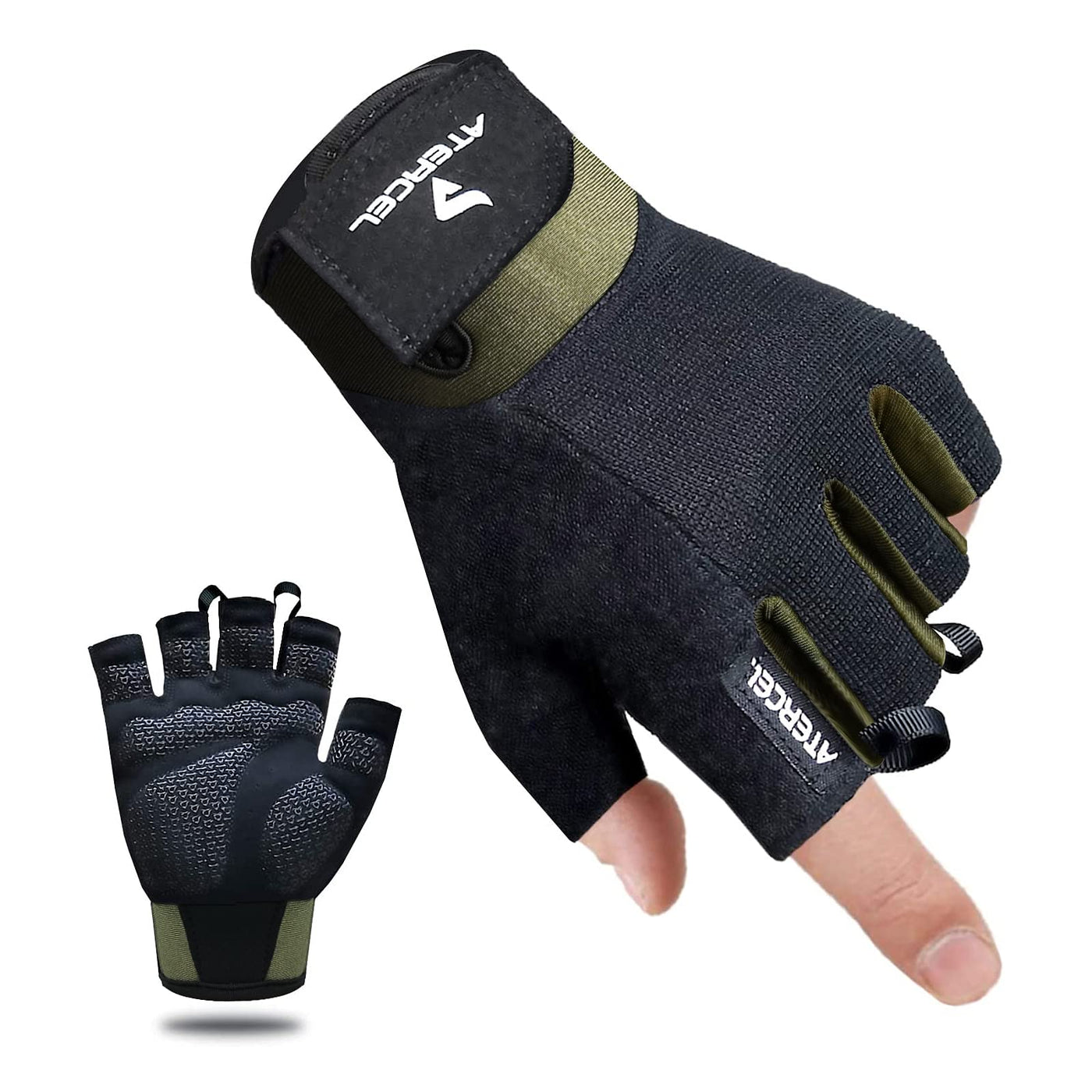 Side view of ATERCEL Workout Gloves highlighting stretchy material, perfect for workout gloves for weight lifting.