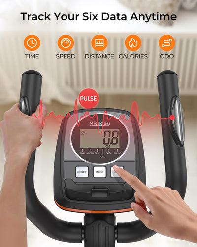 16 resistance levels on the Niceday Elliptical Machine to enhance home workout routines.