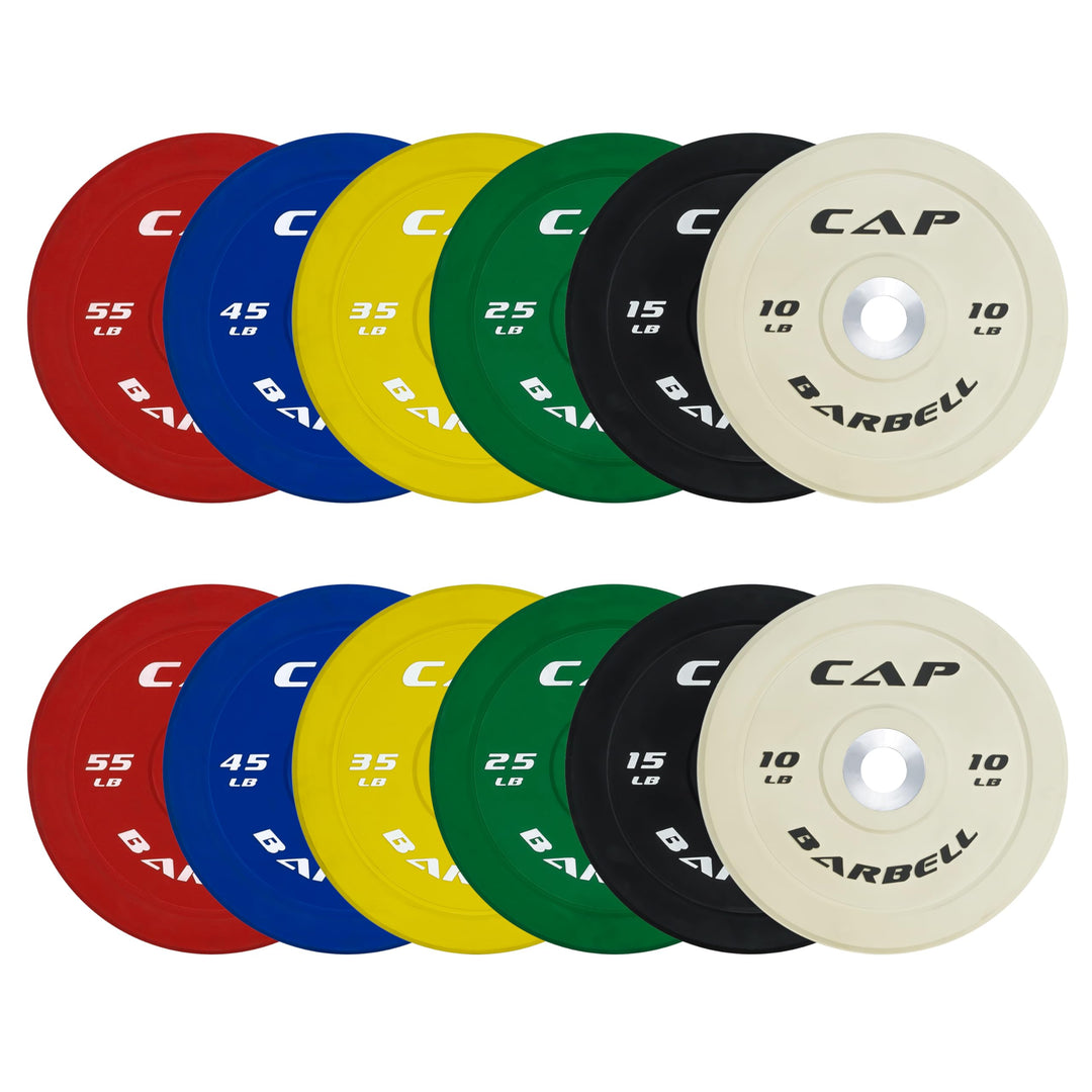 CAP Olympic Bumper Plate Weight Set 100–370LB for Home Gyms