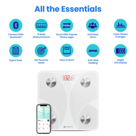 Etekcity Bluetooth Body Composition Scale - Digital Weight Scale with BMI, Body Fat &amp; Muscle Mass Tracking - Dreamchaser Headquarters