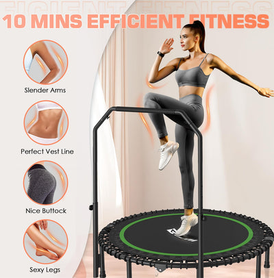 BCAN 40" Fitness Trampoline With Handle - Adjustable Foam, 450 LBS Capacity, Portable & Quiet - Green - Dreamchaser Headquarters