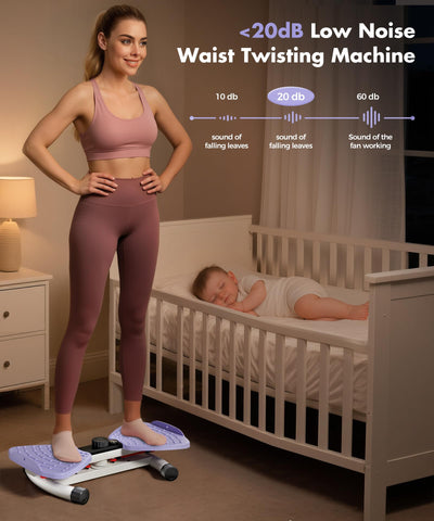 RENRUI Waist Twisting Machine Fitness Tool, Ab Twister Board with the Smart LED Digital Monitor, 300lbs Capacity & 20dB Ultra-Quiet, Anti-Slip Home Gym Workout Equipment for Women (Pink)