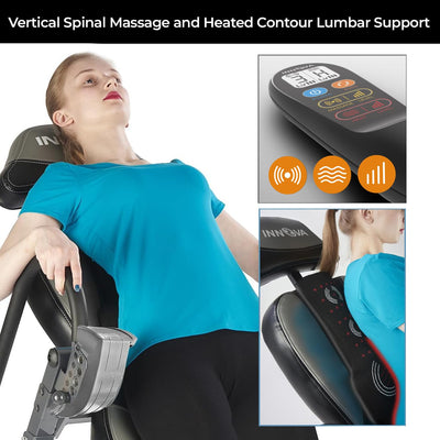 Adjustable pin system of the INNOVA heat and massage inversion table, designed for safe and easy positioning.
