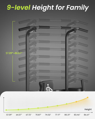 Sporty aesthetic of the Sportsroyals Power Tower featuring the pull up bar for home gym appeal.
