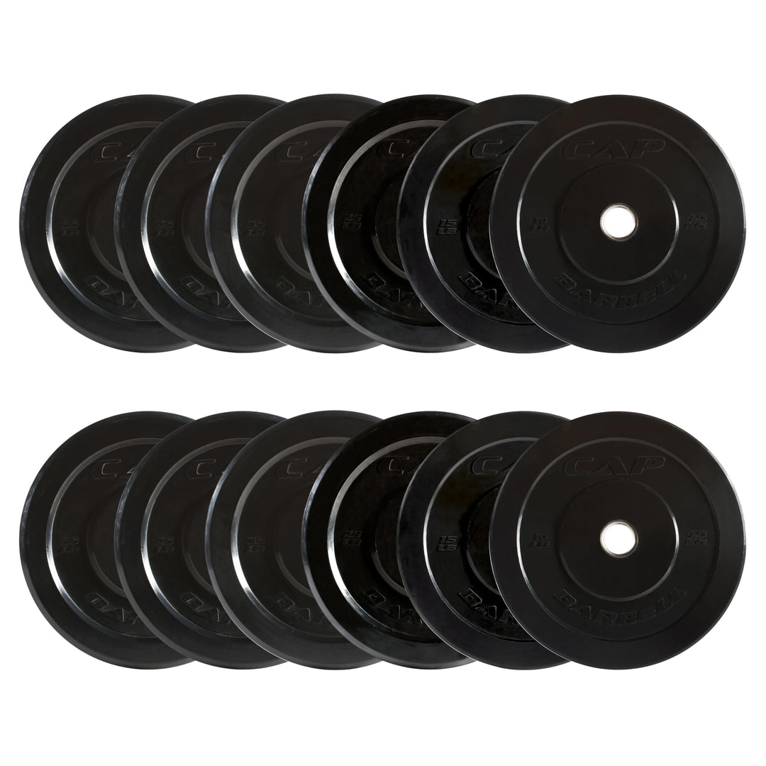 CAP Olympic Bumper Plate Weight Set 100–370LB for Home Gyms