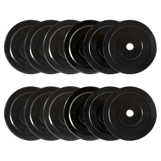 CAP Olympic Bumper Plate Weight Set 100–370LB for Home Gyms