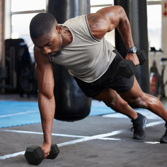 Rubber Hex Dumbbell Set for Full Body Strength Training | DreamChaserHQ
