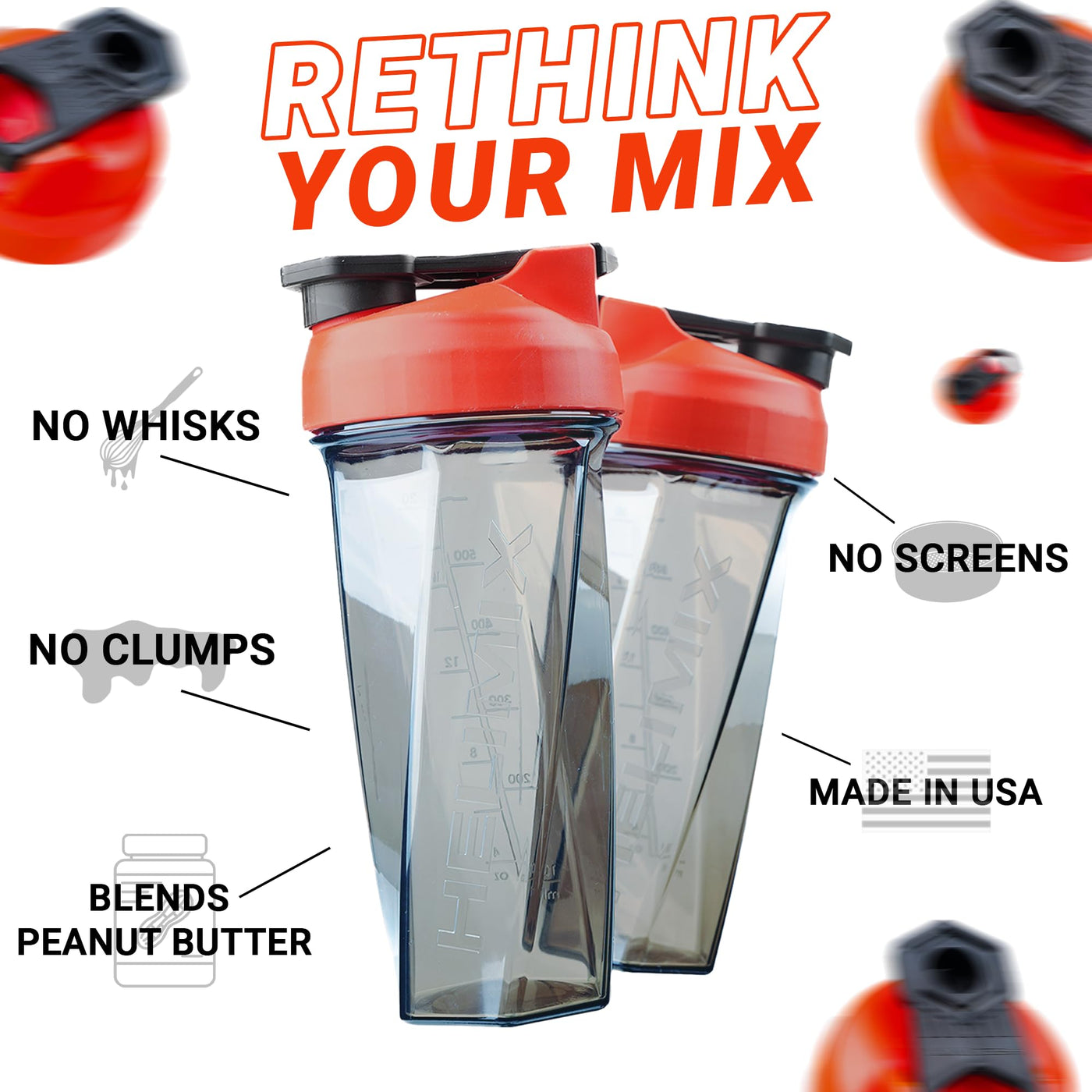 HELIMIX 2.0 Vortex Blender Shaker Bottle, perfect on-the-go companion for mixing cocktails and shakes.