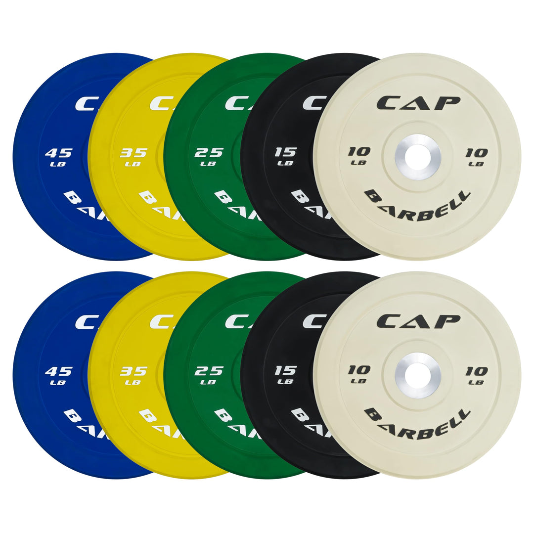 CAP Olympic Bumper Plate Weight Set 100–370LB for Home Gyms