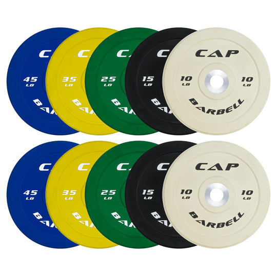 CAP Olympic Bumper Plate Weight Set 100–370LB for Home Gyms