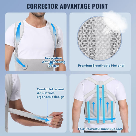 Posture Corrector For Back Pain - Fit Geno Adjustable Back Brace, Full Support &amp; Pain Relief, Breathable Design - Dreamchaser Headquarters