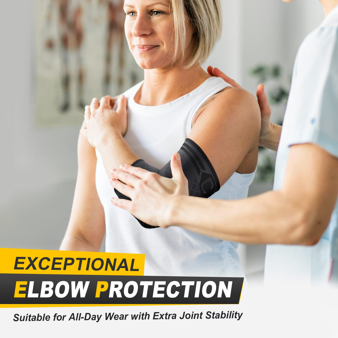 Two packs of CAMBIVO elbow brace for tendonitis, perfect for anyone with elbow pain.