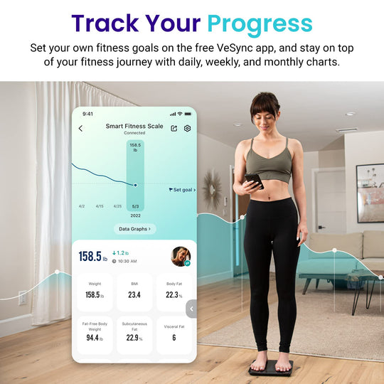 Etekcity Bluetooth Body Composition Scale - Digital Weight Scale with BMI, Body Fat &amp; Muscle Mass Tracking - Dreamchaser Headquarters