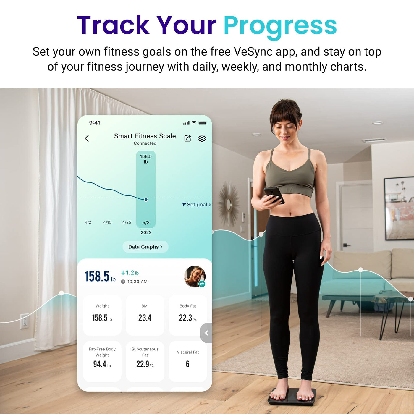 Etekcity Bluetooth Body Composition Scale - Digital Weight Scale with BMI, Body Fat & Muscle Mass Tracking - Dreamchaser Headquarters
