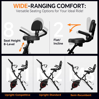 User enjoying a smooth ride on the foldable exercise bike with magnetic resistance.