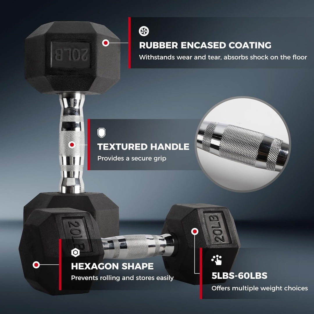 Rubber Hex Dumbbell Set for Full Body Strength Training | DreamChaserHQ