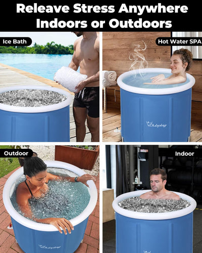 Stylish cold plunge tub with modern features for athletes, the XL Ice Bath Tub in use.