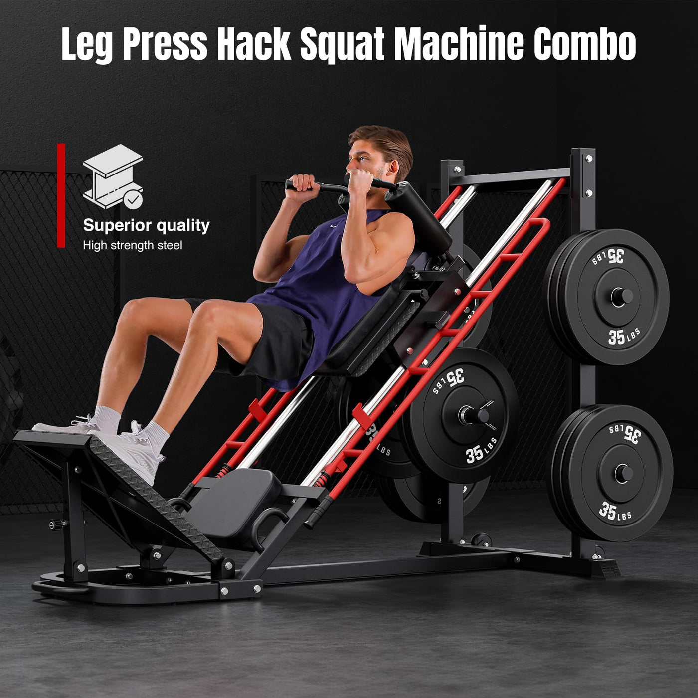 Dripex Leg Press Machine, Leg Press Machines for Home Gym, Professional Leg Press Hack Squat Machine Combo with 4 Weight Plate Storage Holders for Full Lower Body Workout - Dreamchaser Headquarters