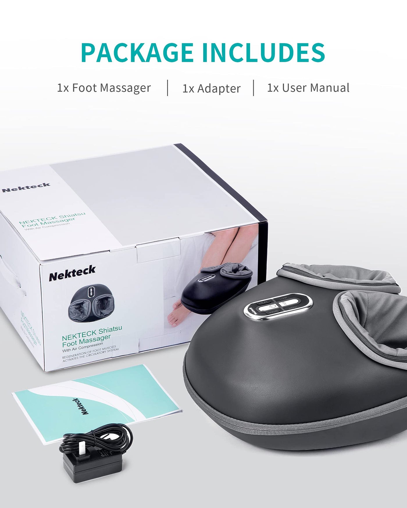 Foot reflexology zones highlighted on the Nekteck Shiatsu Foot Massager for effective deep tissue foot therapy.