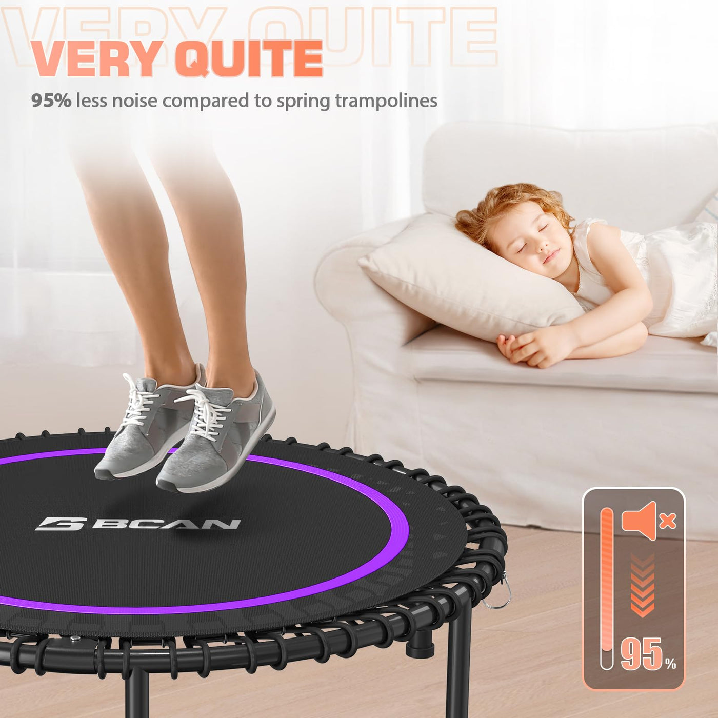 BCAN 40" Fitness Trampoline With Handle - Adjustable Foam, 450 LBS Capacity, Portable & Quiet - Green - Dreamchaser Headquarters