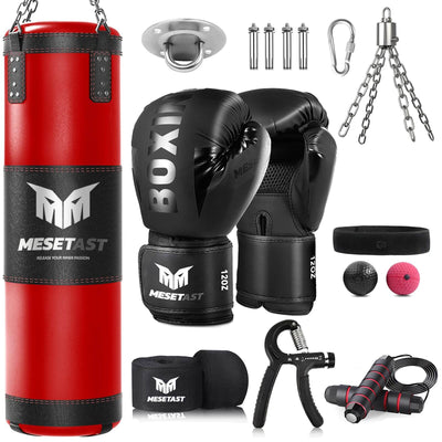 Mesetast Punching Bag for Adults, 4ft Heavy Boxing Bag Set with 12 OZ Gloves for MMA Karate Kickboxing Boxing - Unfilled - Dreamchaser Headquarters
