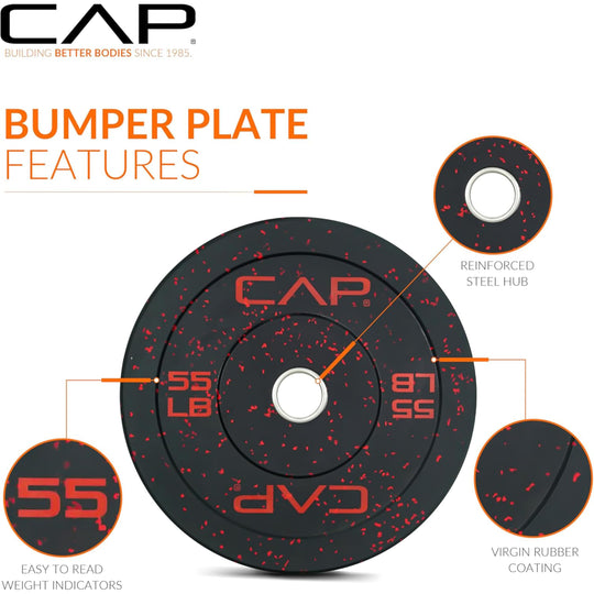 CAP Olympic Bumper Plate Weight Set 100–370LB for Home Gyms