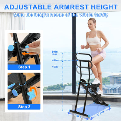 Folding design of the HXD-ERGO vertical climber machine, perfect for saving space in your home gym.