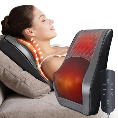 Boriwat Back Massager with Heat system shown with adjustable settings for personalized pain relief and comfort.