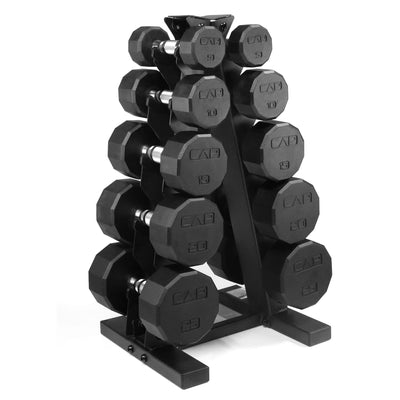 CAP Barbell 150 LB Hex Dumbbells with Rack - Space-Saving Design, Durable Rubber Coating, Versatile for Home Gym - Dreamchaser Headquarters