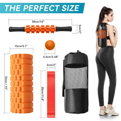 Krightlink 5 in1 Foam Roller Set for Deep Tissue Muscle Massage, High Density Fitness Exercise Foam Roller, Massage Roller, Massage Ball - Dreamchaser Headquarters