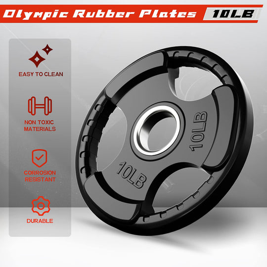 RitFit Rubber Grip Weight Plates – Olympic Plates for Safer, Stronger Barbell Training at Home - Dreamchaser Headquarters