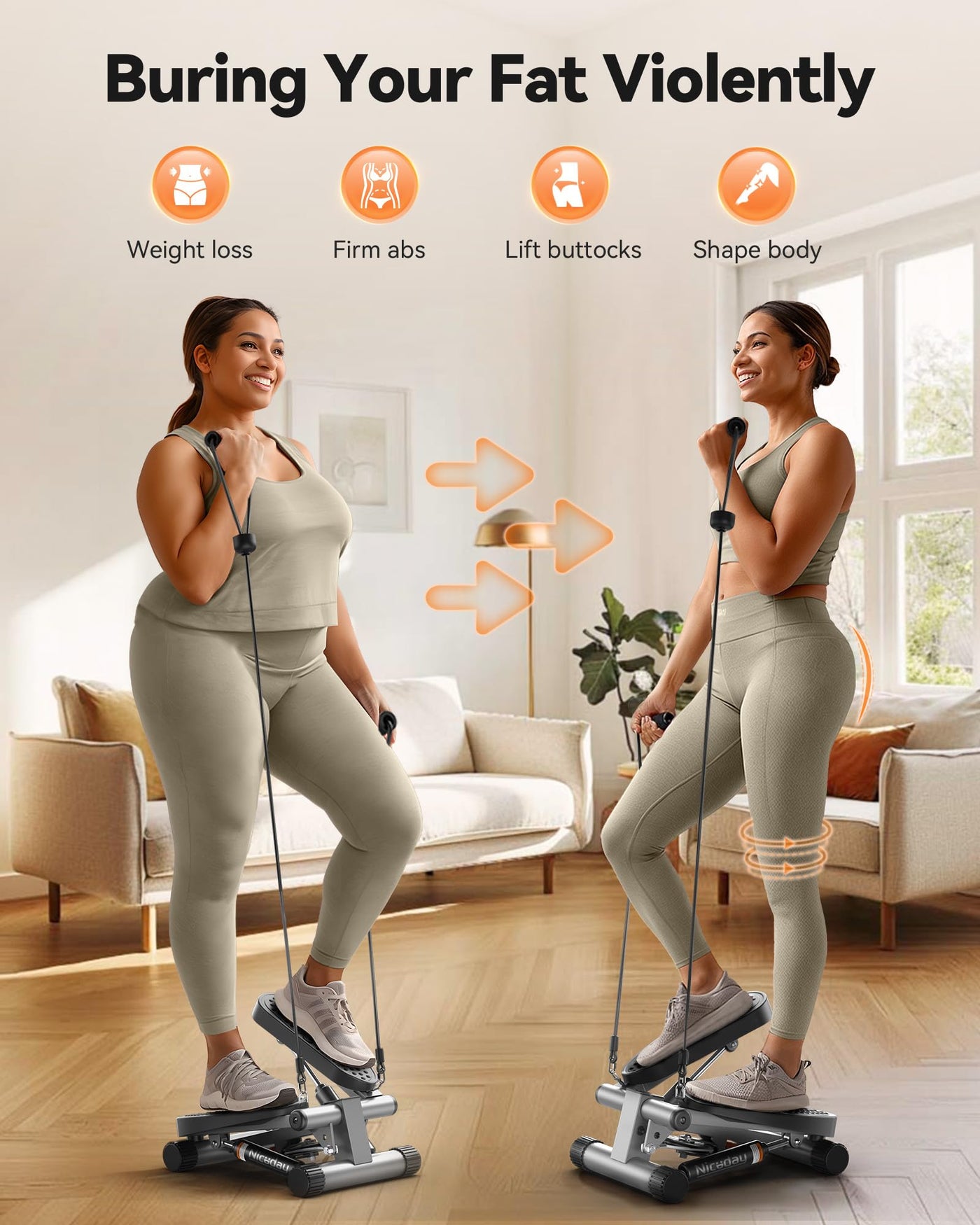 Niceday hydraulic fitness stepper showcasing strength training capabilities for all fitness levels.