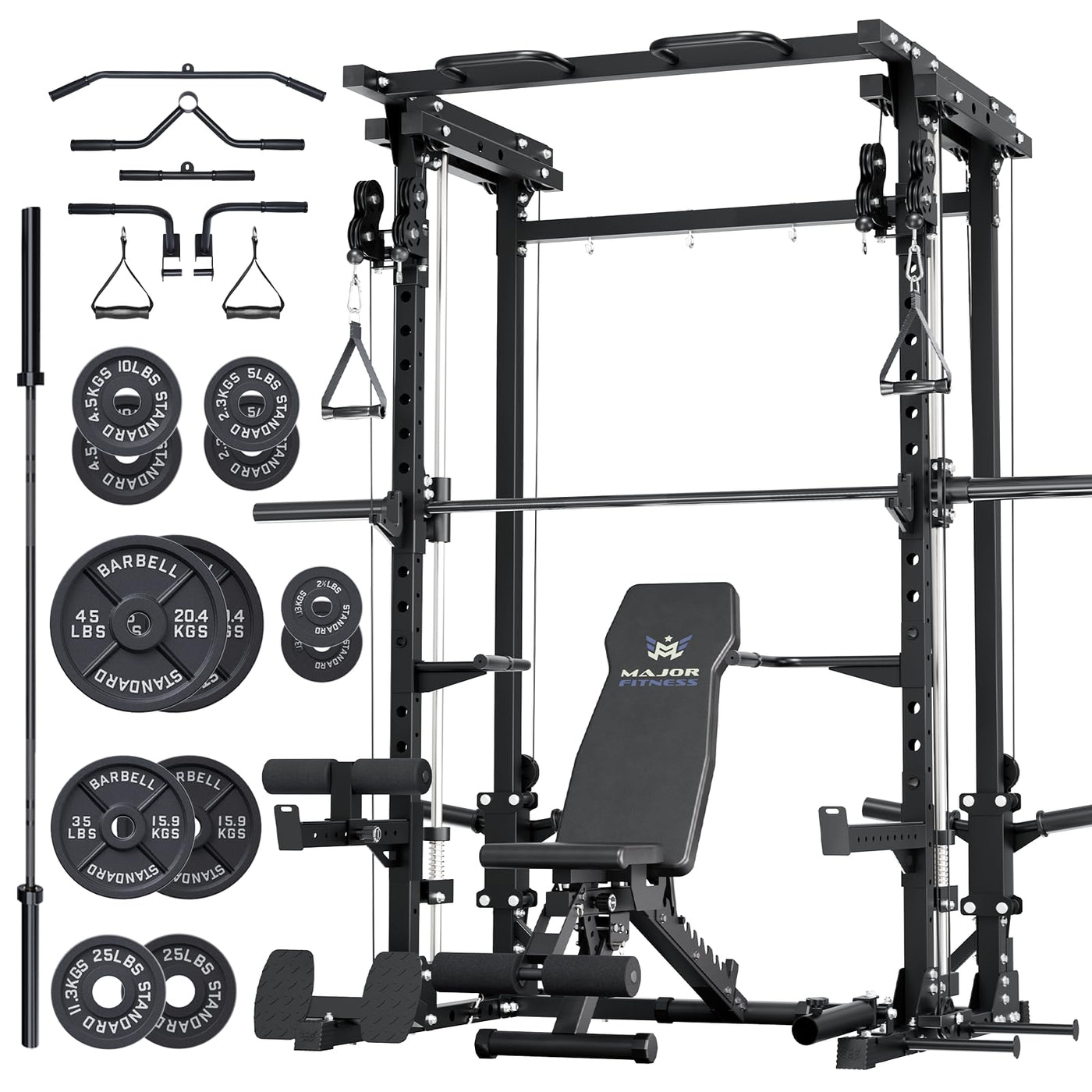 Major Fitness Drone3 Machine – All-in-One Home Gym Squat Rack with Weight Bar, Cable Crossover Machine - Dreamchaser Headquarters
