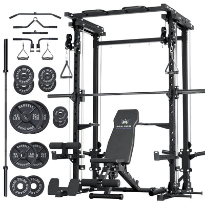 Major Fitness Drone3 Machine – All-in-One Home Gym Squat Rack with Weight Bar, Cable Crossover Machine - Dreamchaser Headquarters