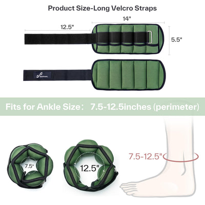 Sportneer Adjustable Weighted Ankle Weights Set 1 Pair 2 4 6 8 10 Lbs Leg Weight Straps for Women Men for Gym,Fitness, Workout,Walking, Jogging,1-5 lbs for Each Ankle, 1 Pair 2-10 lbs (Black) - Dreamchaser Headquarters