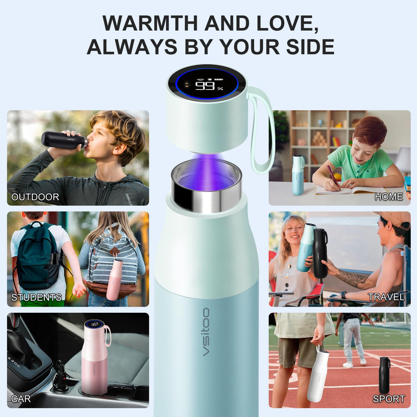 VSITOO 33 oz Smart Self-Cleaning Water Bottle,Stainless Steel Vacuum Flask,BPA-Free, One-Touch Clean,30-Day Battery, Magnetic Charging,Portable Bottle for Travel,Gym or Office,Black - Dreamchaser Headquarters