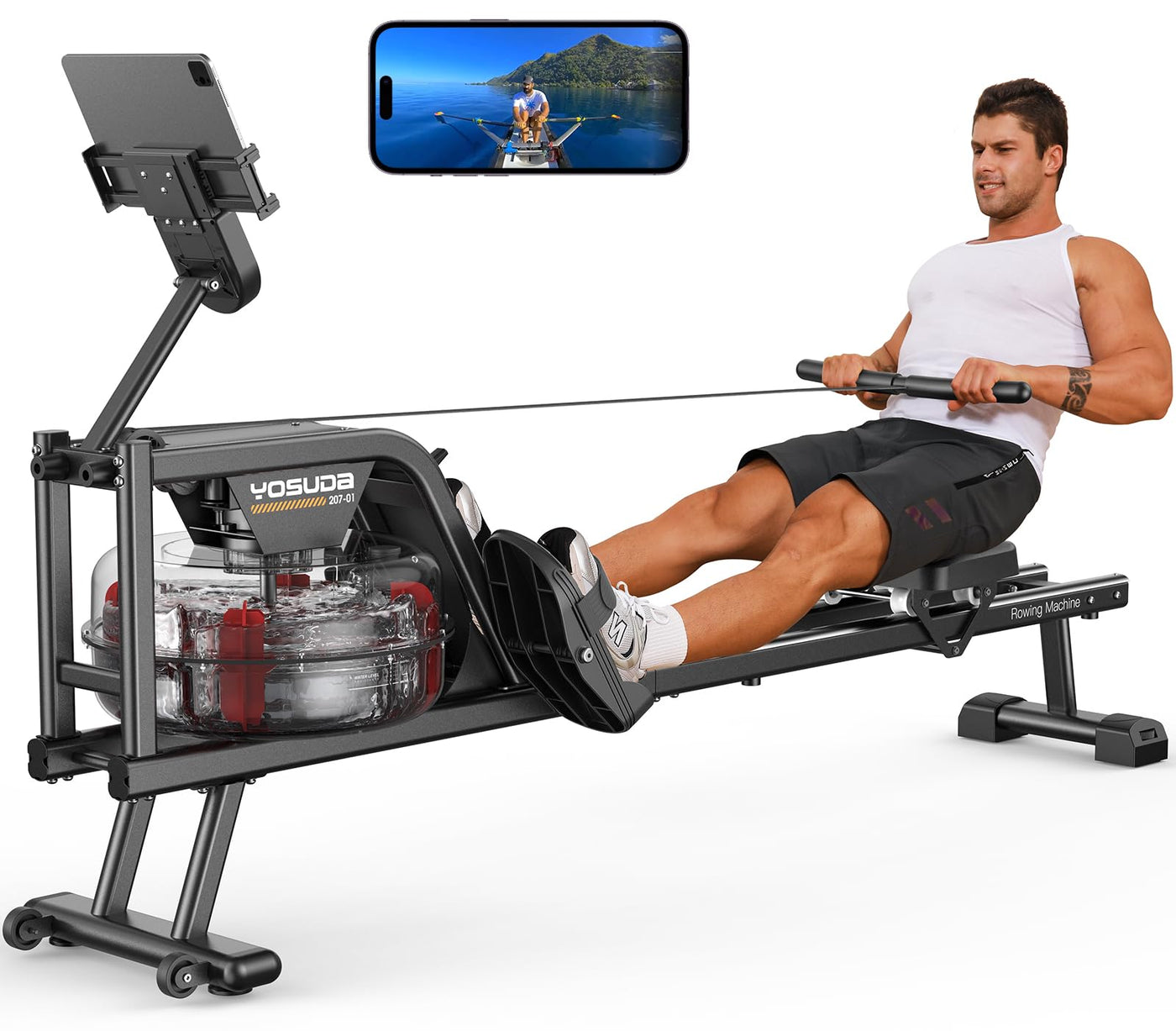 Technical details of the YOSUDA Magnetic Rowing Machine focusing on its build quality.