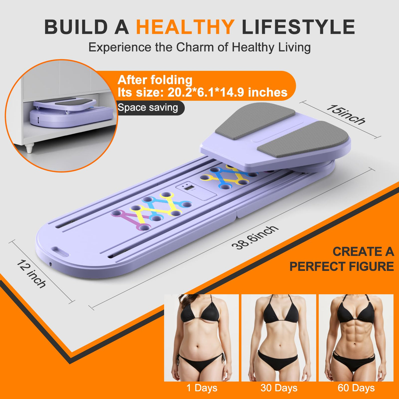 Pink Pilates board with storage - multifunctional ab board optimized for home workouts.