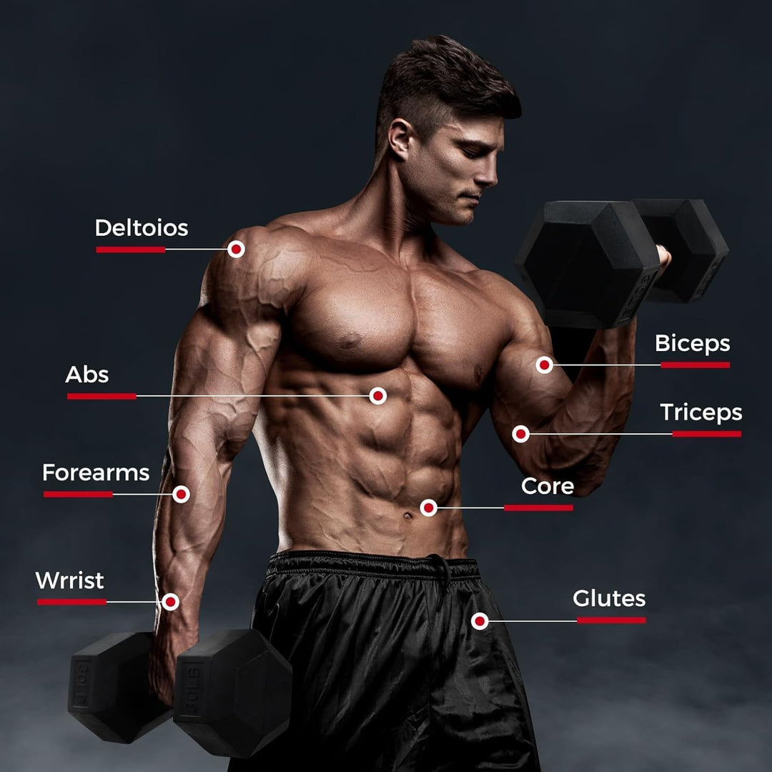 Rubber Hex Dumbbell Set for Full Body Strength Training | DreamChaserHQ